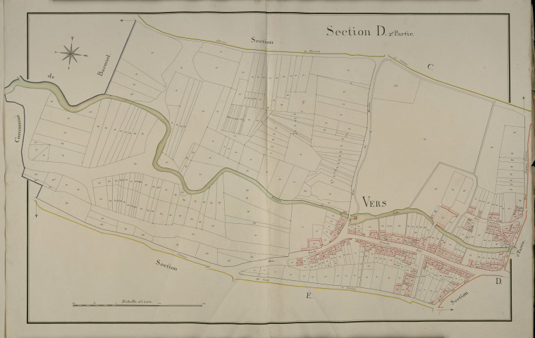 Plan du cadastre napoléonien - Hebecourt : Vers, D2