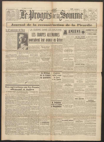Le Progrès de la Somme, numéro 22335, 20 - 21 avril 1941