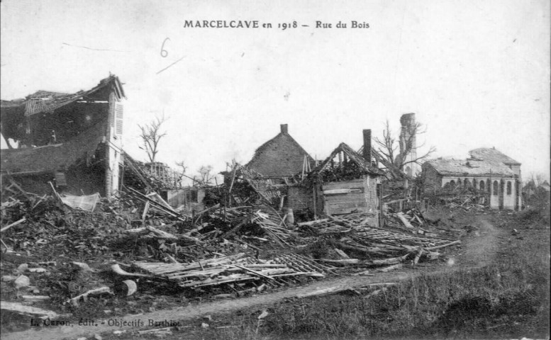 Marcelcave en 1918. Rue du Bois