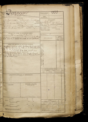 Donneger, Joseph Marcel, né le 02 mai 1897 à Saint-Quentin-la-Motte-Croix-au-Bailly (Somme), classe 1917, matricule n° 1355, Bureau de recrutement d'Abbeville