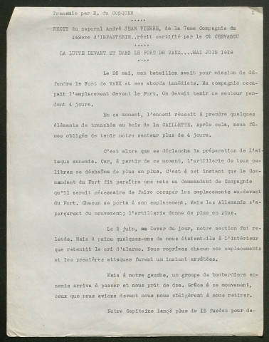 Témoignage de Jean-Pierre, André et correspondance avec Jacques Péricard