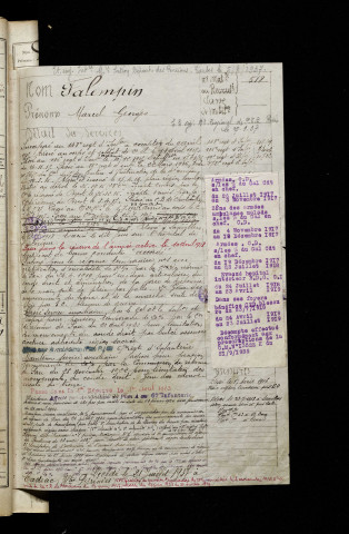 Falempin, Marcel Georges, né le 15 décembre 1896 à Mesnil-en-Arrouaise (Somme), classe 1916, matricule n° 518, Bureau de recrutement de Péronne