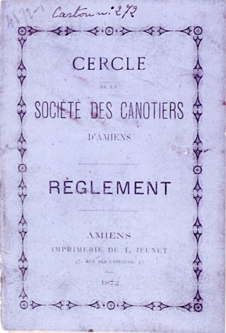 Cercle de la société des canotiers d'Amiens - Règlement