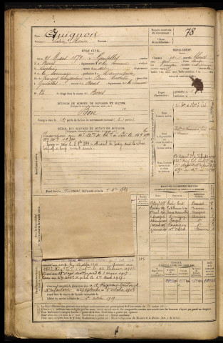 Quignon, Lisier Henri, né le 21 mars 1872 à Gentelles (Somme), classe 1892, matricule n° 78, Bureau de recrutement d'Amiens