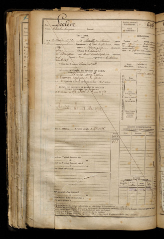 Leclerc, Charles Eugène, né le 02 août 1872 à Bailly-en-Rivière (Seine-Maritime), classe 1892, matricule n° 648, Bureau de recrutement d'Amiens