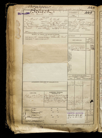Brasseur, René Eloi, classe 1914, matricule n° 448, Bureau de recrutement d'Abbeville