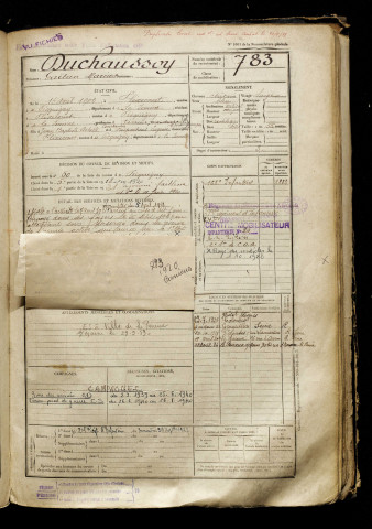 Duchaussoy, Gaëtan Marius, né le 15 avril 1900 à Flixecourt (Somme), classe 1920, matricule n° 783, Bureau de recrutement d'Amiens