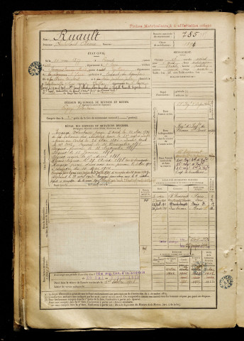 Ruault, Charles Louis Etienne, né le 10 mai 1877 à Évreux (Eure), classe 1897, matricule n° 785, Bureau de recrutement de Péronne