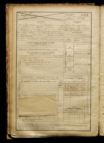 Laubier, Georges Achille, né le 03 juin 1877 à Marcelcave (Somme), classe 1897, matricule n° 1148, Bureau de recrutement d'Amiens