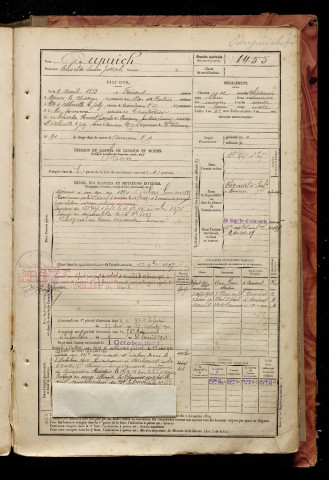 Dupuich, Charles Louis Joseph, né le 09 août 1873 à Frévent (Pas-de-Calais), classe 1893, matricule n° 1455, Bureau de recrutement d'Amiens