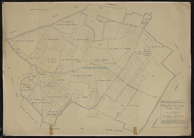 Plan du cadastre rénové - Yaucourt-Bussu : section A
