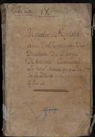 Délibérations du Directoire du district d’Amiens : 9 août 1792-26 novembre 1792