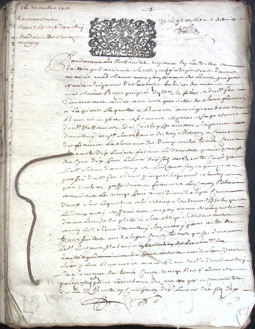 Etude de Me Nicolas Rouget à Amiens (étude n°5). Minutes de l'année 1711