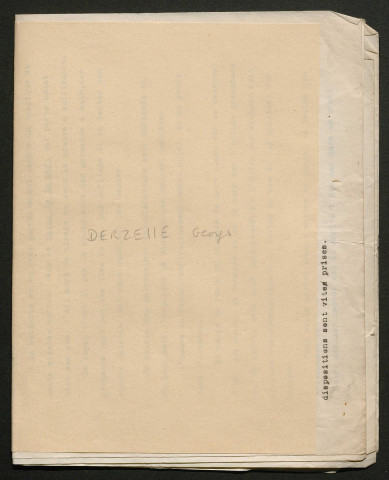 Témoignage de Derzeille, Georges (Adjudant) et correspondance avec Jacques Péricard