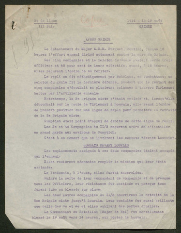 Témoignage de Burke (Major) et correspondance avec Jacques Péricard