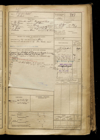 Vicainne, Robert, né le 12 décembre 1898 à Tugny-et-Pont (Aisne), classe 1918, matricule n° 797, Bureau de recrutement de Péronne