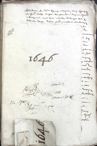 Etude de Me Philippe Depiennes à Amiens (étude n°1). Minutes de l'année 1646