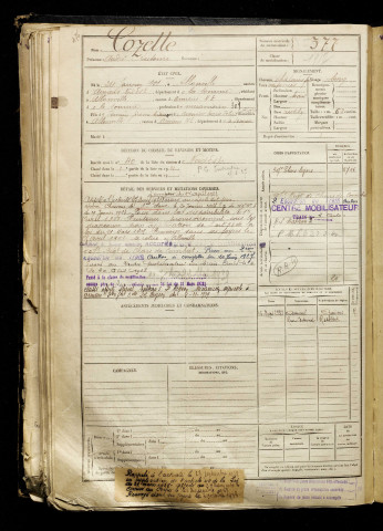 Cozelle, André Antoine, né le 24 janvier 1901 à Allonville (Somme), classe 1921, matricule n° 377, Bureau de recrutement d'Amiens