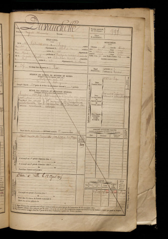 Duvauchelle, Auguste Alexandre, né le 15 septembre 1869 à Lagny (Oise), classe 1889, matricule n° 997, Bureau de recrutement d'Abbeville