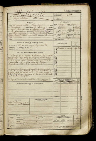Malleville, Georges Médéric, né le 22 janvier 1895 à Rambures (Somme), classe 1915, matricule n° 114, Bureau de recrutement d'Abbeville
