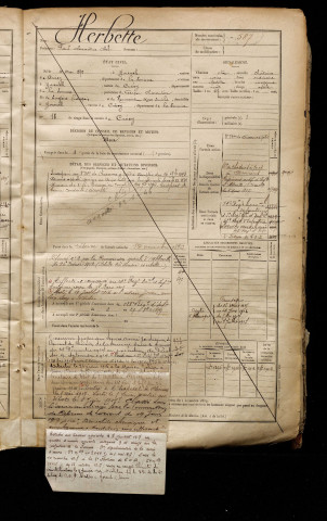Herbette, Paul Alexandre Abel, né le 10 mai 1872 à Yvrench (Somme), classe 1892, matricule n° 587, Bureau de recrutement d'Abbeville