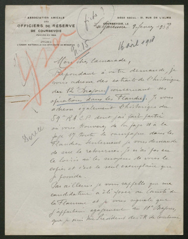 Témoignage de Douce, G. (Capitaine) et correspondance avec Jacques Péricard