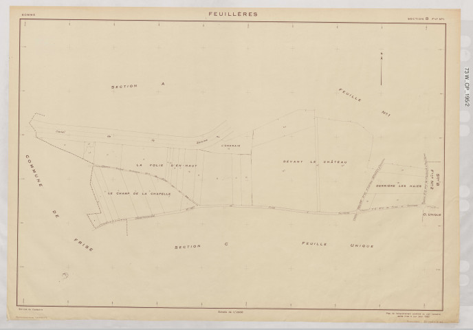 Plan du cadastre rénové - Feuillères : section B1