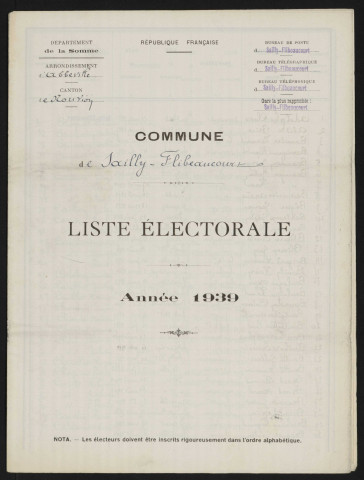 Liste électorale : Sailly-Flibeaucourt