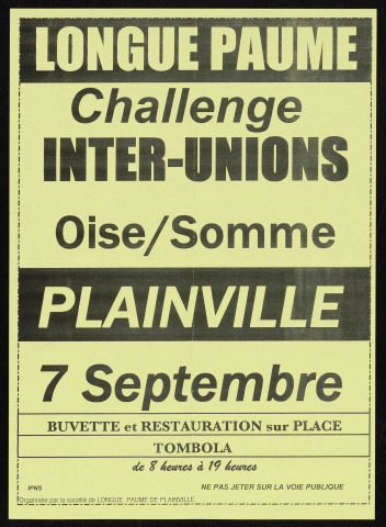 Longue Paume, challenge inter-unions Oise/Somme à Palinville le 7 septembre