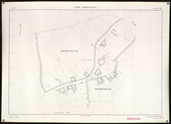 Plan du cadastre rénové - Hem-Hardinval : section AD