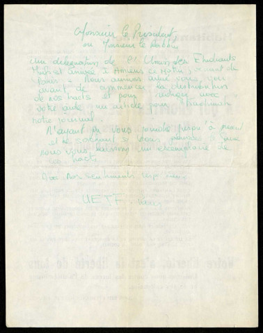 Tract distribué par l'Union des Etudiants Juifs de France suite à une rumeur véhiculée à Amiens