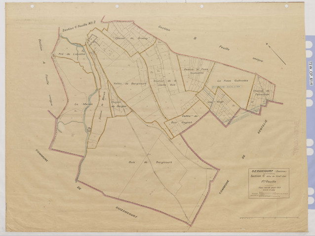 Plan du cadastre rénové - Bergicourt : section C1