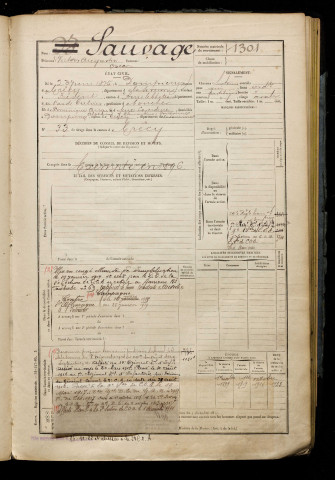 Sauvage, Victor Augustin Oscar, né le 23 juin 1875 à Dompierre-sur-Authie (Somme), classe 1895, matricule n° 1301, Bureau de recrutement d'Abbeville