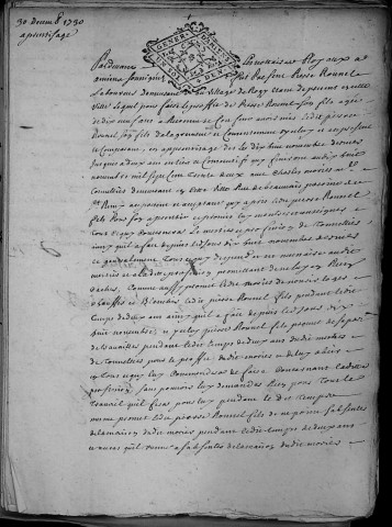 Etude de Me François Henin à Amiens (étude n°3). Minutes de l'année 1730