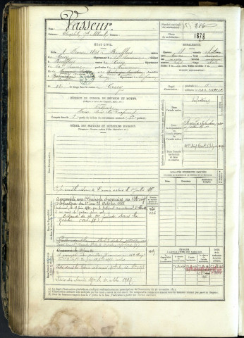 Vasseur, Théophile Joseph Albert, né le 8 février 1861 à Boufflers (Somme, France), classe 1881, matricule n° 286, Bureau de recrutement d'Abbeville