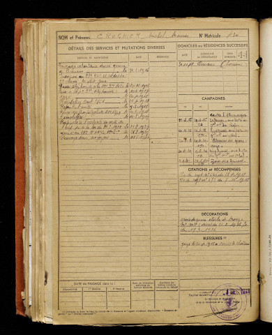 Crognier, Michel Maurice, né le 01 octobre 1897 à Vignacourt (Somme), classe 1917, matricule n° 430, Bureau de recrutement d'Amiens