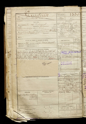 Gauduin, Marcel Louis Alexandre, né le 06 novembre 1901 à Amiens (Somme), classe 1921, matricule n° 1330, Bureau de recrutement d'Amiens