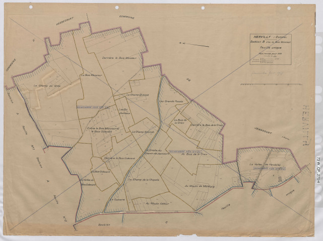 Plan du cadastre rénové - Hervilly : section B