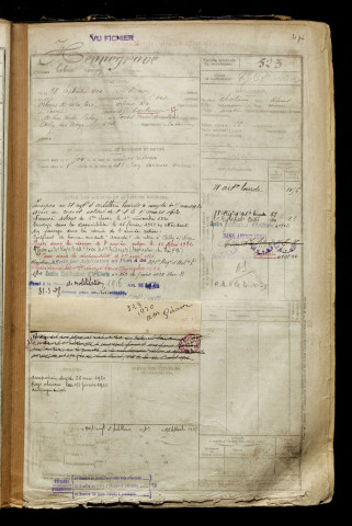Hennegrave, Gabriel Simon, né le 28 septembre 1900 à Mouy (Oise), classe 1920, matricule n° 523, Bureau de recrutement de Péronne