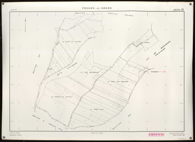 Plan du cadastre rénové - Frohen-le-Grand : section ZB
