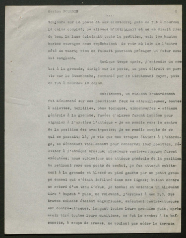 Témoignage de Fourdin, Gaston (Capitaine) et correspondance avec Jacques Péricard