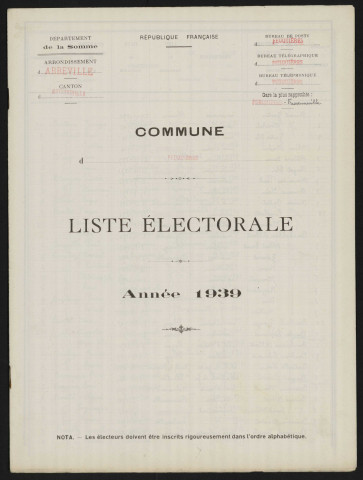 Liste électorale : Feuquières-en-Vimeu