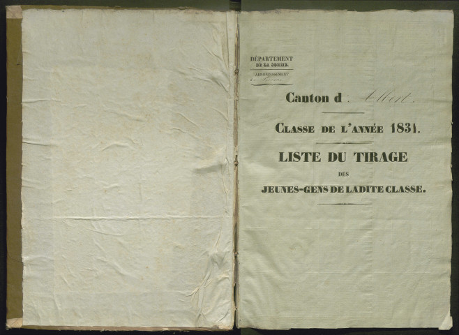 Tirage au sort (arrondissement de Péronne) de l'année 1831