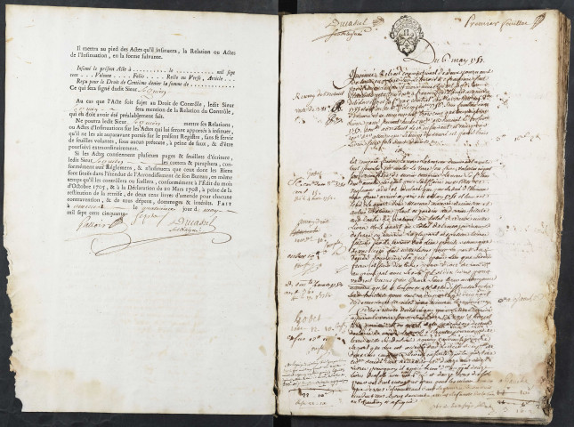 Centième denier du bureau de Conty pour la période du 6 mai 1757 au 27 mai 1760