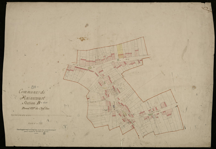 Plan du cadastre napoléonien - Framerville-Rainecourt (Rainecourt) : Chef-lieu (Le), développement de la section B