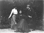 Portraits d"un homme et de deux jeunes femmes de la famille Sandford - Blin de Bourdon ou de l'entourage proche