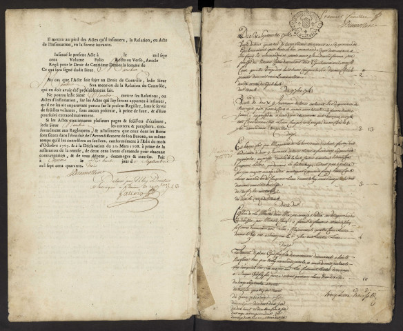 Centième denier du bureau d'Andainville pour la période du 6 septembre 1743 au 27 septembre 1748