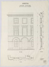 Amiens. CR228. Somme 19. Ancienne Hôtellerie. Angle de la rue de la Hotoie et du boulevard Faidherbe (façade, coupe, plan)