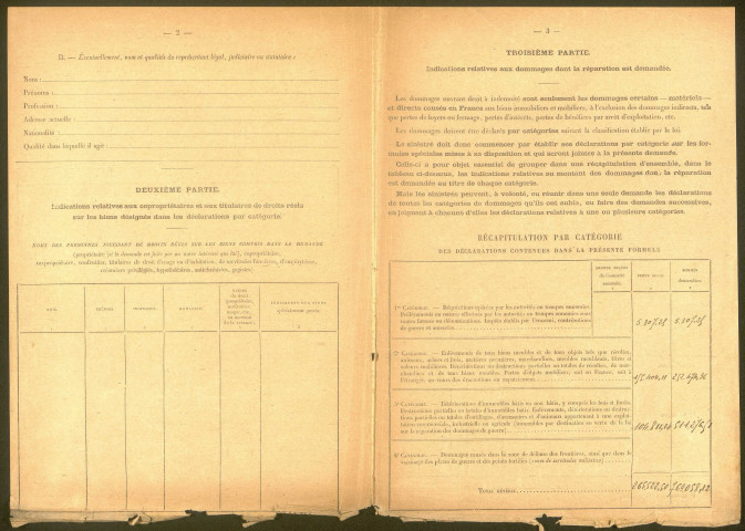 Cléry-sur-Somme. Demande d'indemnisation des dommages de guerre : dossier Roussel-Fourdrinois