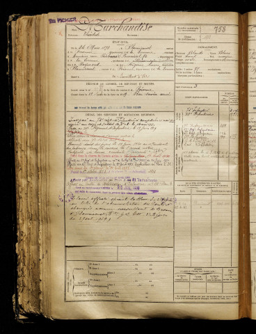 Marchandise, Théodule, né le 24 mars 1898 à Doingt (Somme), classe 1918, matricule n° 758, Bureau de recrutement de Péronne